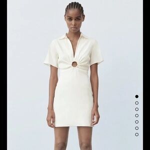 Zara Mini Cream Dress with Keyhole Detail